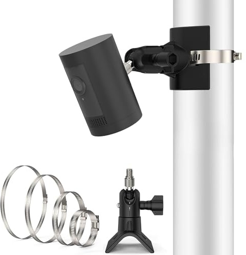 Kamera Halterung für Ring Außenkamera & Innenkamera, Masthalterung für Ring Stick Up Cam/Pro, Pole Halter für Ring Indoor Cam, Wandhalter für Spotlight Cam, Zubehör für Ring Kamera, 1 Stück, Schwarz
