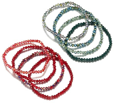 FDGGT 8 Pulseras De Cristal, Pulseras De Cuentas Apilables, Pulseras Elásticas, Conjunto De Pulseras para Mujer, Decoración De Pulsera Personalizada
