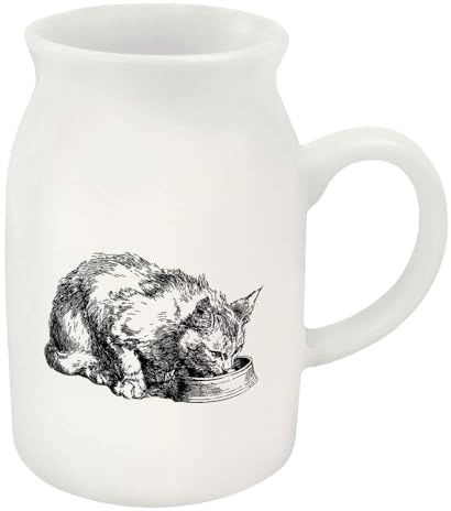 Azeeda 300ml 'Cat Eating' Ceramic Milk Jug (MJ00020793)