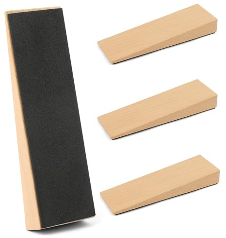 HOTUT Fermaporta da pavimento, 4 Pezzi Fermaporta in Legno, Ferma porta da pavimento, Antiscivolo Ferma Porta Durevoli Cuneo Fermaporte, Antiscivolo e Ecologici, Tutti i Pavimenti Interni ed Esterni