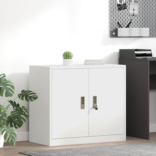INLIFE Armoire de Rangement Blanc 80 x 40 x 70 cm Acier Laminé à Froid