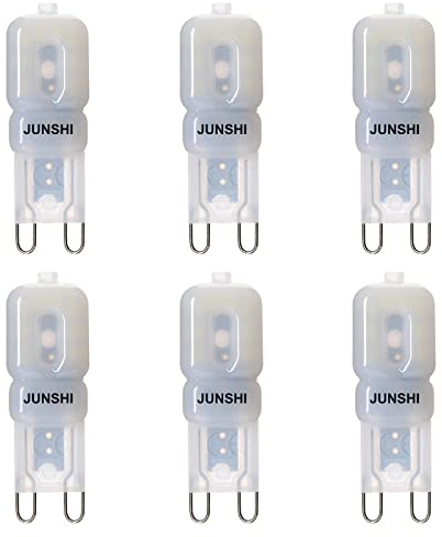 JUNSHI G9 Lampadina LED, 2.5W/220LM, Equivalente di lampadine alogene da 20W,6500K Bianco Freddo, AC220-240V, Non dimmerabile,Confezione da 6