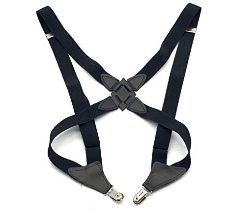 Hosenträger für Herren breit extra starken 2.5 cm mit 2er Clips Y-Form lange für Jeans, Outdoorhosen, Einstellbare Länge Eine Größe, Schwarz