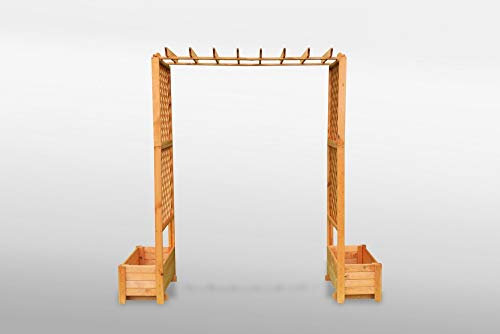 Beauty.Scouts Pergola Mariella Rosenbogen honigbraun wetterfest 216x80x211cm Blumenbogen Blumekasten Rosenkasten Pflanzenkasten Rankkasten Rankbogen Holzbogen
