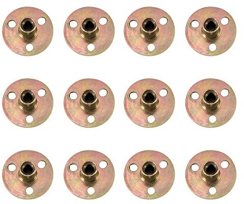 INCREWAY Messing-T-Muttern, verzinkt, 8 mm Gewinde, runde Basis, schraubbare Flanschmuttern für den Innen- und Außenbereich, 12 Stück