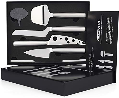 WoneNice Cheese Knives Set, Collection Cheese Knife Gifts Set with 3 Long Handle Cheese Knife & Cheese Slicer For All Types of Cheese