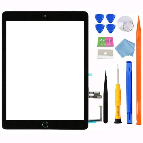[NO LCD] Digitizer für iPad (6.Generation) Display 9.7 Inch Modell (A1893 A1954), für iPad 6.Gen (2018 Veröffentlicht) Glas Touchscreen Bildschirm, Komplettes Werkzeug +Home-Button(Kein TouchID-Chip)