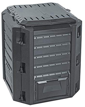 Spetebo Compostiera termica in plastica, 380 litri, nero, 82 x 72 x 72 cm, compostiera termica da giardino, resistente alle intemperie