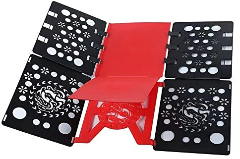 Chonor T-Shirt Faltbrett Wäsche, Langlebige, Verstelltbar, tragbar, flexibel, stylisch, Wäschefalter Wäschefaltbrett für Kinder und Erwachsene, Kleidung Hemd Hose etc (schwarz+rot)