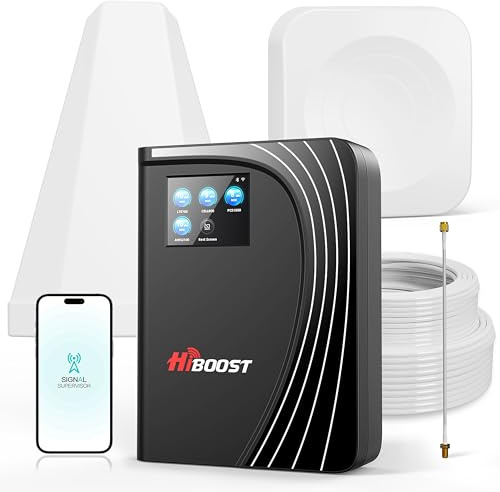 Cell Phone Booster for Home Office, Cover to 9,000 Sq Ft Signal Booster 4G LTE Compatible 5G with LCD Touch Screen 70dB Gain for All U.S. Carriers Verizon, AT&T, T-Mobile, App Support, FCC Approved