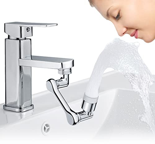 1080°Swivel Tap Aerator, Kitchen Sink Faucet Sprayer with Djustable 2 Modes, Kitchen Bathroom Brass Faucet Bubbler Filter for Taps with M22 External Thread or M24 Internal Thread Nozzle