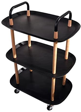 Side Table Multifunctional living room storage shelf with wheels, Multi-layer small coffee table with edge, household minimalist shelf, Mobile trolley, 2/3 floors DURABLE ( Color : Black , Size : 22.8
