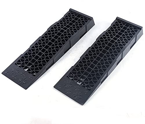 1 Paar Auffahrrampen - Auffahrrampe 3T PKW Kunststoff bis 200 mm Hebebühne Auto für Auto Gummi Bordsteinkanten-Rampe, 69.5 * 20 * 8.5cm (Schwarz)