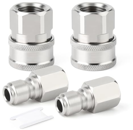 TAISHER 4PCS 304 Stainless Steel Pressure Washer Adapter Kit, Quick Connect Fittings，3/8 Female