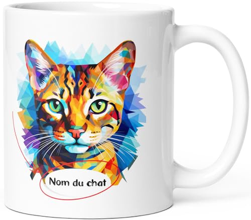 Luigi Collection Mug Chat Bengal Tasse Message drôle Personnalisé Prénom. Idée Cadeau Original Ami Femme Homme Collègue Copine Enfant Race Animaux Pour Anniversaire Noël Céramique 325ml
