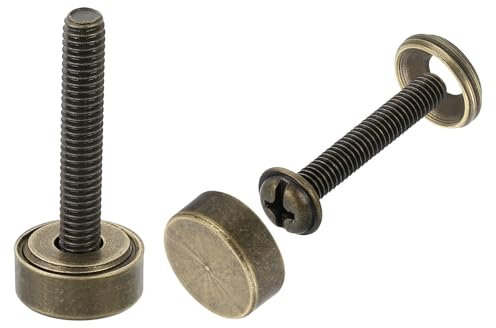 QUARKZMAN 4Pcs Vis Décoratives en Laiton avec Capuchons, 12 mm Vis à Miroir avec Capuchon pour Meubles Décoratifs, Couleur Bronze
