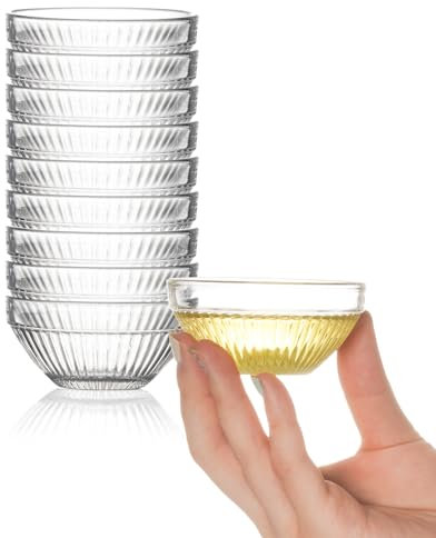 NUTRIUPS Mini Dip Bowls, 75ml Small Glass Bowls, Set of 10 Tiny Prep Bowl, 3in Sauce Dish, Lead Free