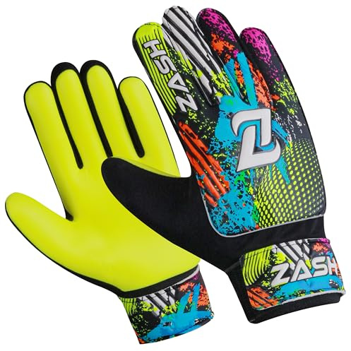 ZASH Premium Torwarthandschuhe für Kinder, Jungen, Kinder, Jugend & Erwachsene Fußball Torwarthandschuhe mit doppeltem Handgelenkschutz und 4 mm Latex Anti-Rutsch Starke Grip Handfläche
