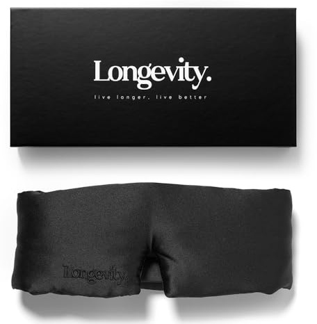 Longevity 100% Mulberry Silk Eye Mask for Sleeping - Bio-Contoured Silk Sleep Mask with Silver Ion Infusion for Skin & Hair - Light Blocking, Hypoallergenic - Luxury Sleep Aids for Women & Men
