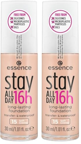 essence cosmetics stay ALL DAY 16h long-lasting Foundation 15 (Packung mit 2)