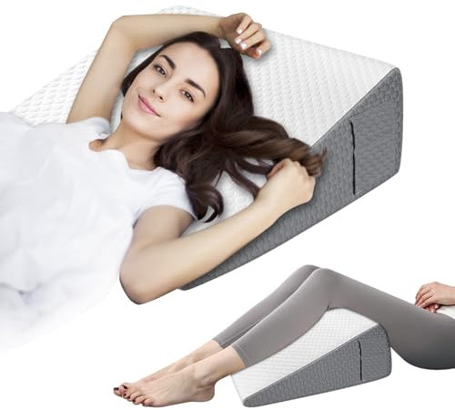 Keilkissen für Bett und Couch,Ergonomisches Kopfkissen Memory Schaum Lesekissen für Reflux Schlafapnoe,hochdichtes Schaumstoff-Dreieckskissen,für Rückenunterstützung beim Spielen, Lesen oder Fernsehen