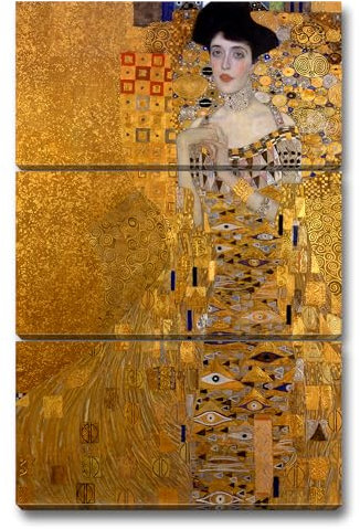 deyoli Leinwandbild Gustav Klimt - Adele Bloch Bauer Format: 120x80cm (3Teilig) XXL Kunstdruck Bild auf Holzrahmen/Wandbild/Wohnzimmer Dekoration
