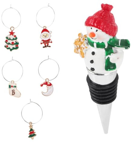 ABOOFAN Wine Bottle Stopper Set Snowman Design Metal Decorative Bottle Plugs and for Holiday and