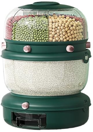 Large Kitchen Grain Dispenser Multifunctional Kitchen Soya Storage Box Kitchen Dry Food Fruit Seal Container Multifunctional Flour Storage For Dry Foods Cereals Muesli Soya And Grains Etc(Green l)