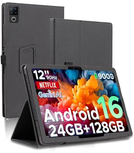 AKNICI Tablet Hülle für POPUX P12 / DOOGEE U12 Tablet 12 Zoll, PU Leder Abdeckung Klappständer Case Cover Schutzhülle mit Handschlaufe Magnet