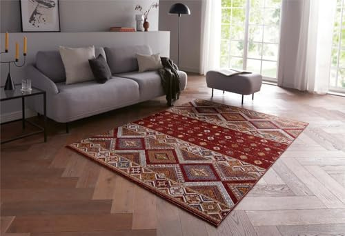 Taracarpet moderner Luxus kurzflor Teppich Orient-Teppich new Oriental Nomaden Muster für Wohnzimmer Schlafzimmer und Esszimmer rot 160x230 cm