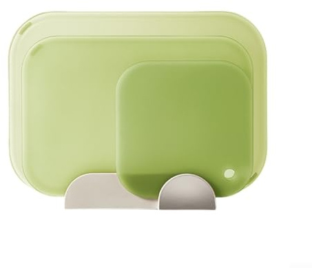 Set di 3 taglieri in plastica con supporto antiscivolo, verde e arancione, taglieri da cucina in 3 misure per carne, pesce, frutta, verdura, pane e formaggio (verde)