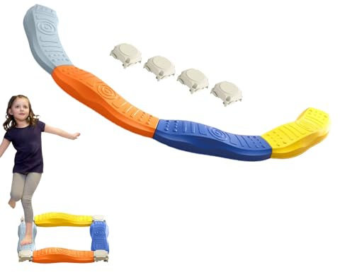 Juguete de juego activo con barra de equilibrio: juego de coordinación corporal apilable, tabla de entrenamiento sensorial y táctil, diseño de textura con estabilidad mejorada, carreras de obstáculos
