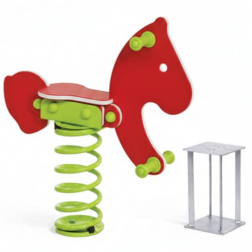 SPIELTURMKING Federwippe Pony Schaukelwippe DIN EN 1176 geprüftes Wipptier | für öffentliche Spielplätze, Kindergarten und Kommunen aus HDPE Kunststoff Federtier inkl Bodenanker