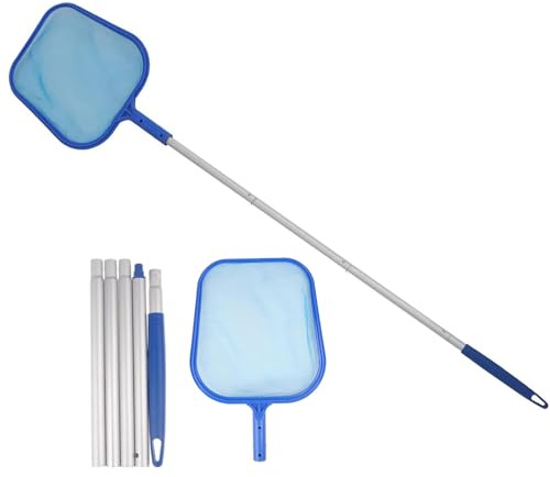 ASOENTIWOX Pool Kescher, Kescher Teich 120cm, Pool Zubehör Teichkescher mit Teleskopstange, Algenkescher Teich für Algen, Teichkescher Feinmaschig, Schwimmbäder Blattnetz