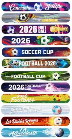 CATZUM Set de 12 Pulseras de Chasquido Mundial, Pulseras para Niños, Regalos para Fiestas Temáticas del Mundial, Regalos de Cumpleaños Infantiles, Pulseras para Fiestas de Fútbol, Regalos para Niños