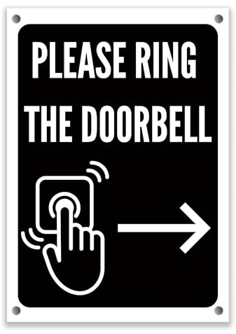 LP Lifestyle Please Ring the Doorbell Sign Right Arrow Durable Weatherproof Rust-Free Waterproof PVC Door Entrance Direction Notice Home Business Sign No.497 (A6 (105mm x 148mm) – Holes)