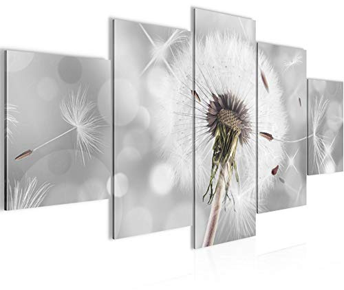 Runa Art - Bilder Pusteblume 200 x 100 cm 5 Teilig XXL Wanddekoration Design Grau 211251a