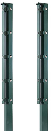 Arvotec 2X Eckpfosten mit Abdeckleiste für Stabmattenzaun, 60x40x1600 mm, grün - geeignet für Zaunhöhe: 1-1,03 m - inkl. Befestigung und Abdeckleiste