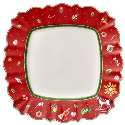 Villeroy & Boch Toy's Delight Square Dinner Plate, Red/Multicoloured, 28 x 28 cm, Porcelain, One Size