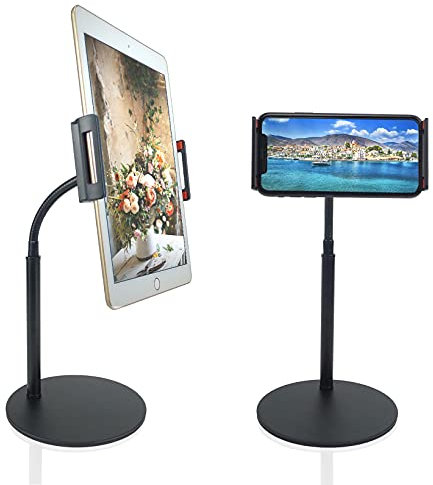 GVEFIVME Gooseneck Tablet holder, 360 Degree Rotating Phone Holder Desk Stand, Flexible Desktop Tablet Stand for Various mobile phones and pads Tablet Stand(Black) 1