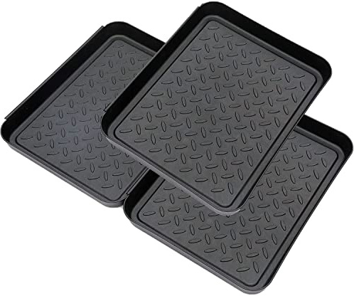 ASOENTIWOX Schuhabtropfschale 3er Set, Schuhablage 35 X 27,5 X 3cm, Schuhe Tropfen Kunststoffwanne Für Regentage und Schneesaison(Schwarz)