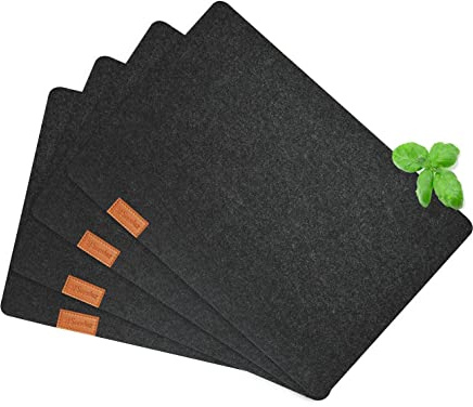 Sendez 4 Tischuntersetzer aus Filz 43x29cm Platzmatte Tischset Platzset Tischmatte Telleruntersetzer Dunkelgrau