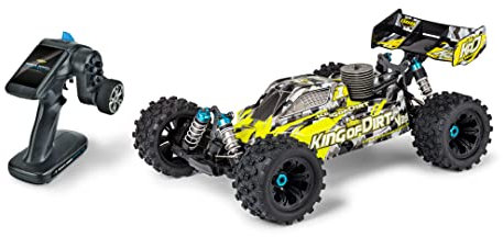Carson 500202020-1:8 King of Dirt RC Buggy - RTR ferngesteuertes Auto V25 GP, bis 70 kmh schnell, RC Auto mit Fernbedienung (2,4 GHz), für Erwachsene und Kinder ab 14 Jahre, gelb
