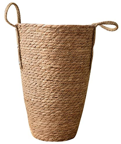Cabilock Cesta De Flores Tejida Canasta De Plantas Tejidas Cubierta De Macetas Cesto De Ropa De Mimbre Jarrón De Granja Cestas De Almacenamiento De Mimbre Maceteros Nórdico Alimento