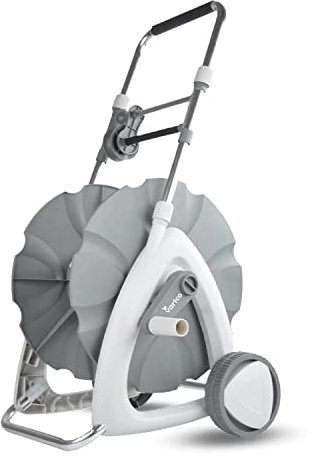 Vartco LL01-018 Gartenschlauchwagen Schlauchwagen mit bis zu 45m (1/2) Kapazität Solide 145mm Räder Stahlrahmen Verstellbarer Griff Zwei Universal-Kupplungen