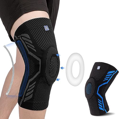 ABYON Kniebandage für Männer Damen, 1 Pack Komprimierte Kniestütze mit Patella Gel Pads & Feder Seitenstabilisatoren für Meniskusriss, Arthritis, Bänderverletzung, ACL, MCL