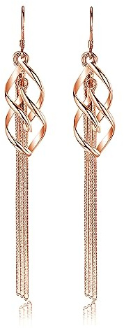 Deyanse Silber Lang Ohrringe Hängend, 925 Sterling Silber Krumm Raute Tropfen Baumeln Ohrringe, 94mm Rosegold Hängeohrringe für Damen Frauen, Hypoallergen Schlangenkette Quaste Ohrhänger