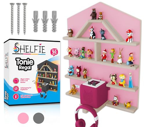 SHELFIE Villa - magnetisches Tonie-Regal für Tonie Box inkl. Ladestation, ca. 50 Tonie Figuren und Kopfhörer - 60x50cm