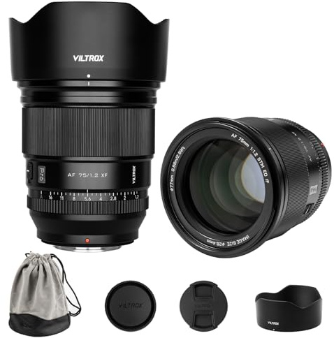 VILTROX 75mm F1.2 Fuji Pro Level Autofocus APS-C Lens Prime Large Aperture Lens Compatible with Fuji X-Mount Fujifuilm X-T5 X-H2S X-S10 X-T30II X-T20 X-T10 X-T4/-T3/-T2/-PRO3/-M1/-H1