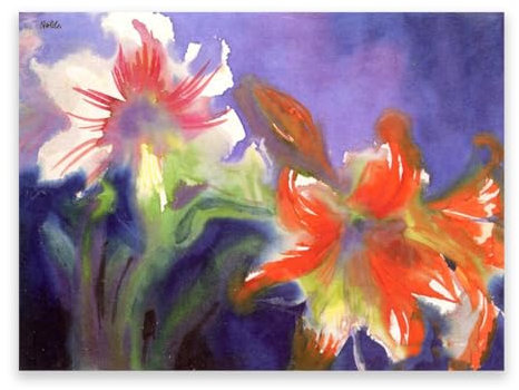 RYLJCZ Berühmte Wandkunst-Reproduktion–abstrakte berühmte Nolde-Gemälde –abstrakte leinwandbilder- für Büro und Wohnzimmer Dekorative (rote Amaryllis), 60 x 85 cm (23,7 x 33,4), nur Leinwand